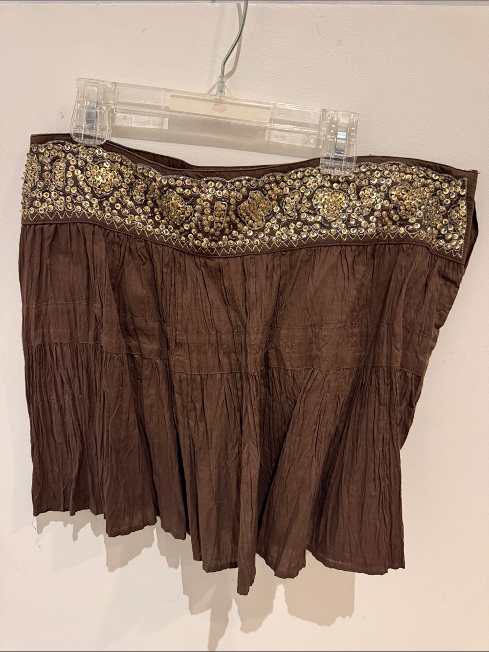 BCBGMaxAzria Brown Mini Skirt with Gold Embellished Waist